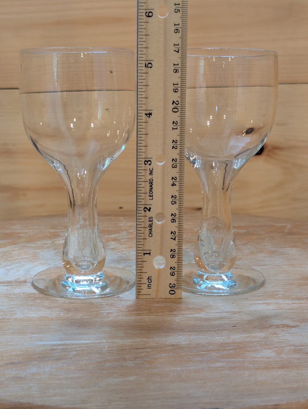Vintage Art Deco Hollow Stem Champagne / Wine Glasses - Set of 2 - Clear